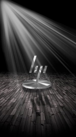 HP metal statue on wooden floor.jpg