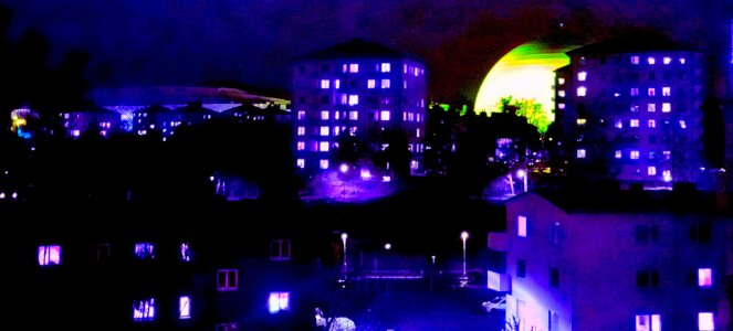 Globen - green against violet on parking deck.jpg